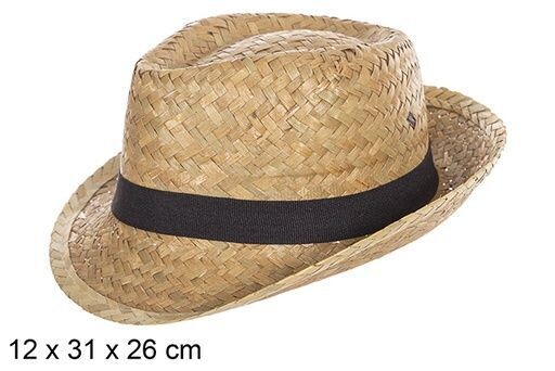 Sombrero paja borsalino color con cinta negra
