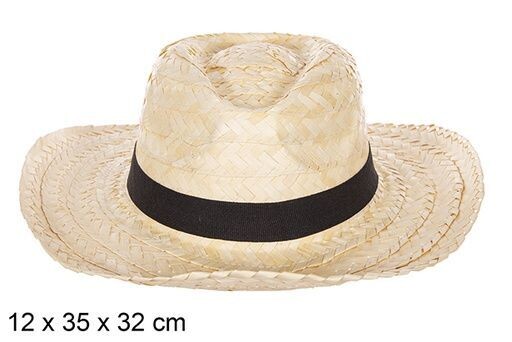 Sombrero paja basic blanco con cinta negra