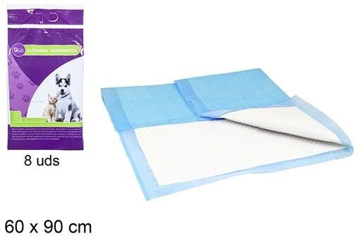 Alfombra absorbente mascotas 8uds 60x90cm en bolsa