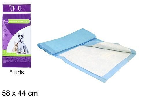 Alfombra absorbente mascotas 8uds 58x44cm en bolsa