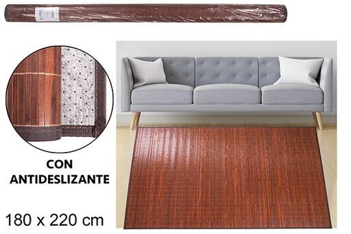 Alfombra bambú caoba tiras 11mm borde pp 180x220cm