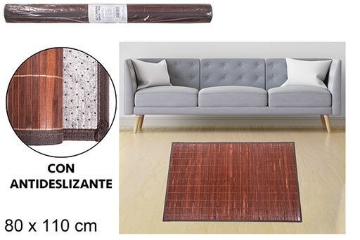Alfombra bambú caoba tiras 11mm borde pp 80x110cm