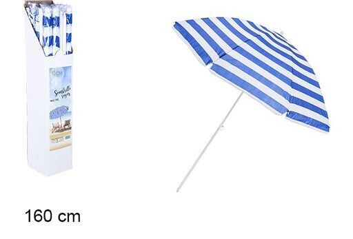 Sombrilla playa 160cm rayas azul/blanco
