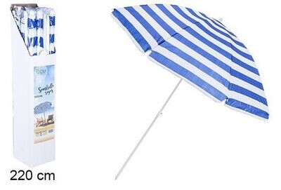 Sombrilla playa 220cm rayas azul/blanco