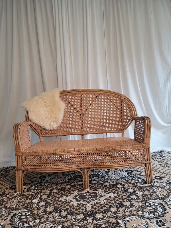 Vintage rotan bankje duetto 2