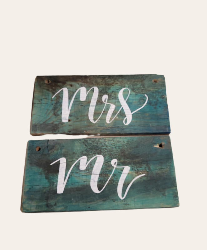 Stoelhanger Mr Mrs blauw