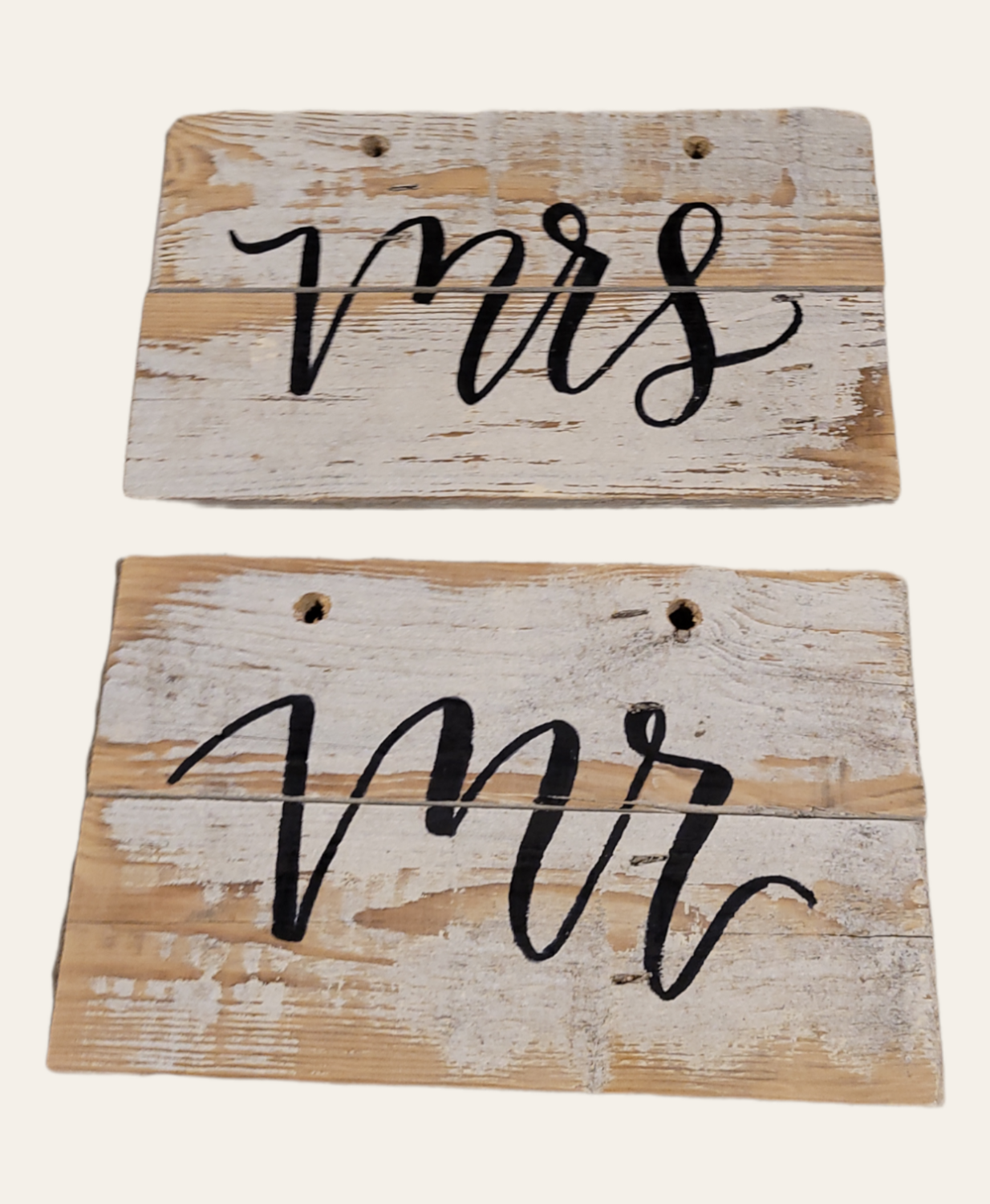 Stoelhangers Mr Mrs zwarte letters