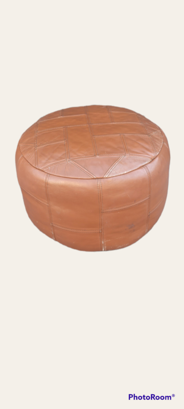 Poef bruin leer cognac