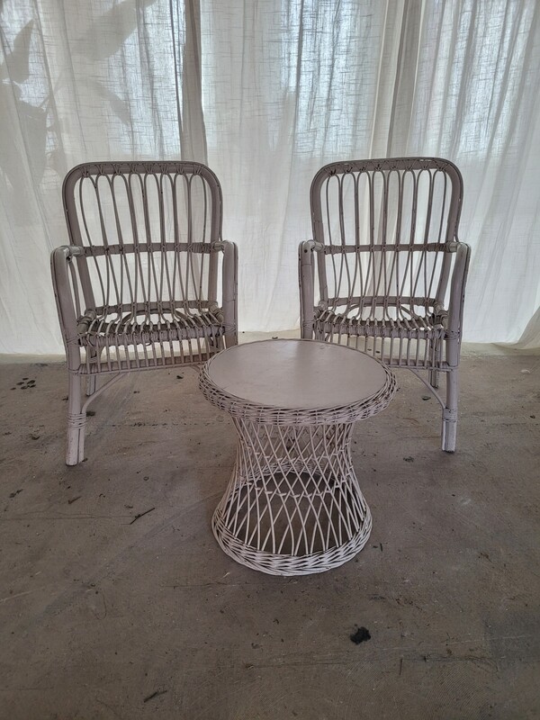 Rotan set wit