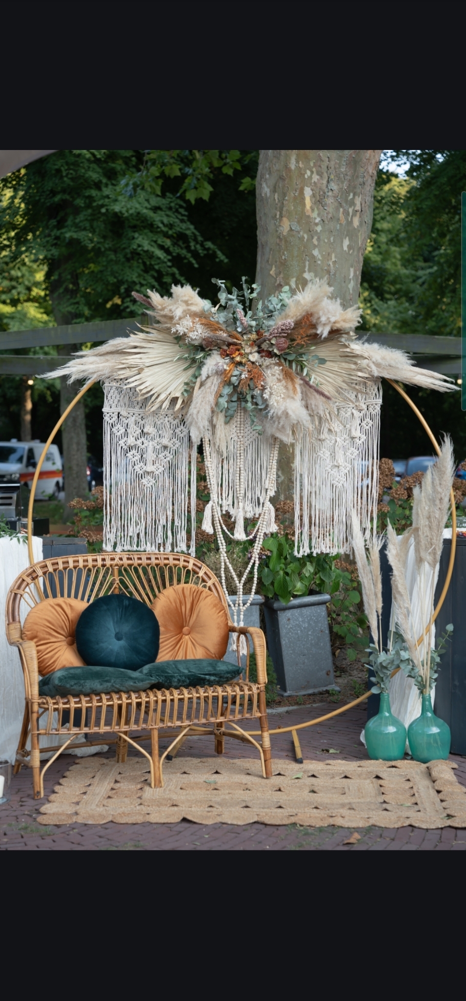 Vintage rotan bankje duetto