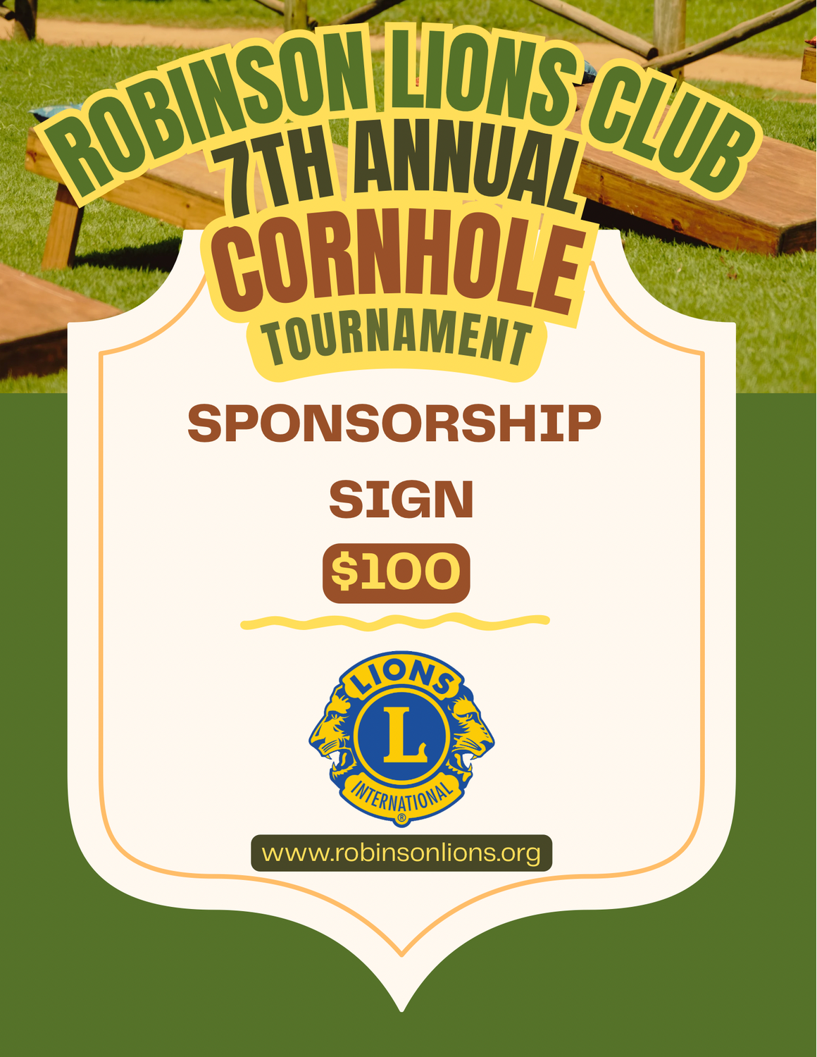Corn Hole Tournament Sponsor Sign