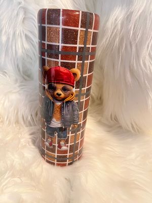 Bear Brown Plaid 30 Oz Tumbler