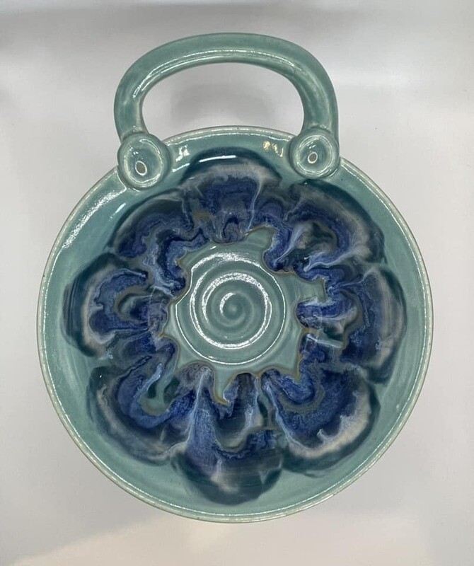 Norse Blue Flower Design Handled Bowl