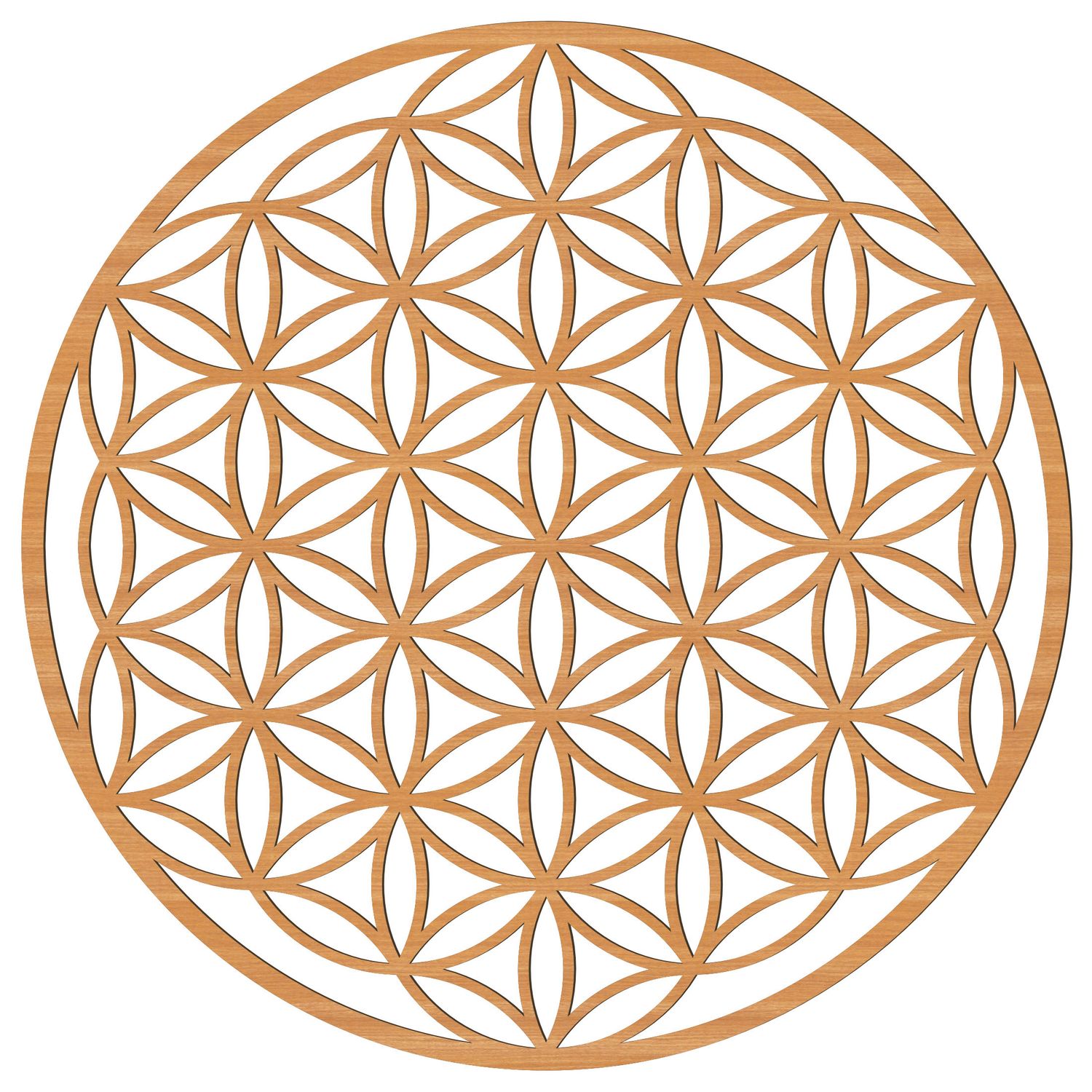 Lebensblume Wandbild in 6 Durchmessern und 8 Holz-Optiken, Durchmesser: 39 cm, Holz-Optik: Buche-W034