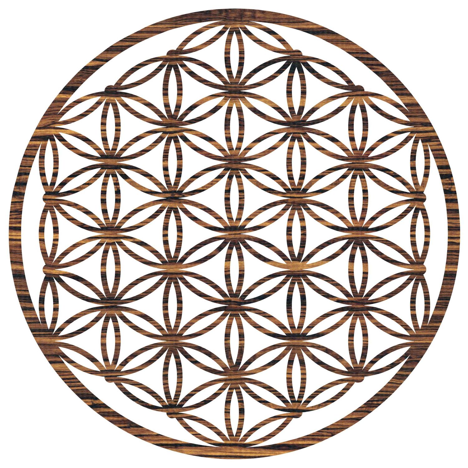 Blume des Lebens Wandbild Holz Optik Ebenholz