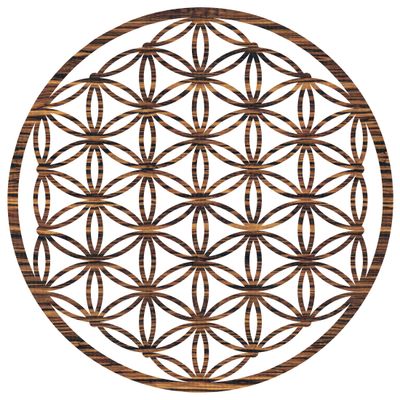 Blume des Lebens Wandbild Holz Optik Ebenholz