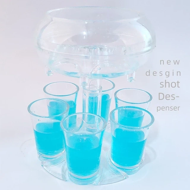 1 pc 6 shot glass dispenser w/ 6 acrylic shot glasses