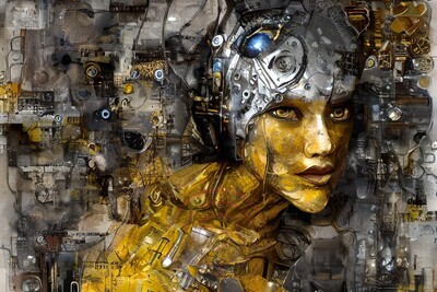 Steampunk Art Frau Robot