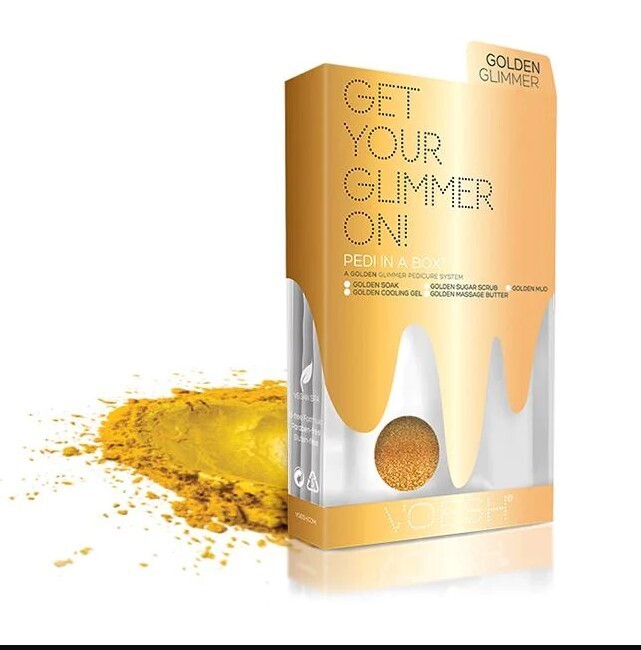 Voesh New York Pedi In A Box - Deluxe 5 Step - Golden Glimmer