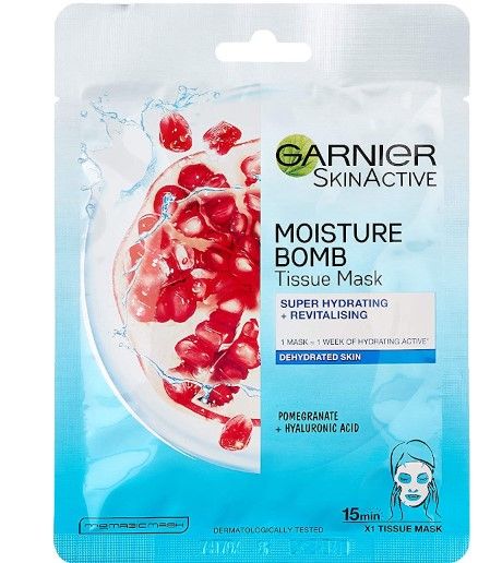Garnier -Skin Active Moisture Bomb Tissue Face Mask With Pomegranate + Hyaluronic Acid