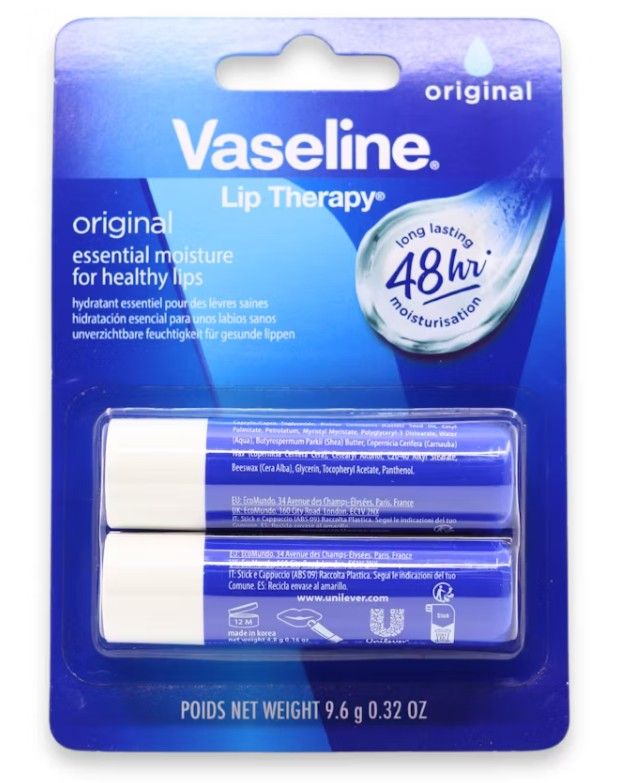 Vaseline Original Lip Therapy Lip Balm Stick - 2 Pack