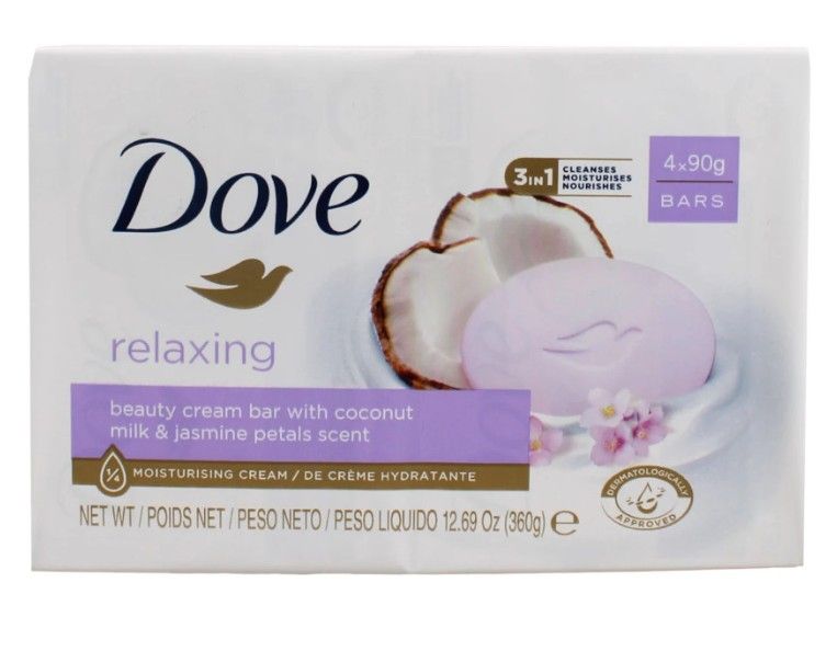 Dove Relaxing Beauty Cream Bar With Coconut Milk &amp; Jasmine Petal Scent - 4 x 90g Bars