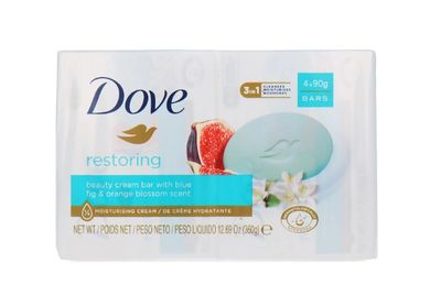 Dove Restoring Beauty Cream Bar With Blue Fig &amp; Orange Blossom Scent - 4 x 90g Bars