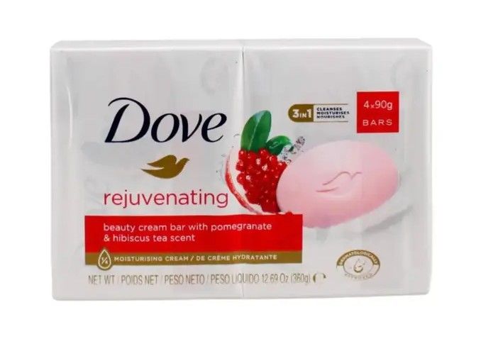 Dove Rejuvenating Beauty Cream Bar With Pomegranate &amp; Hibiscus Tea Scent - 4 x 90g Bars