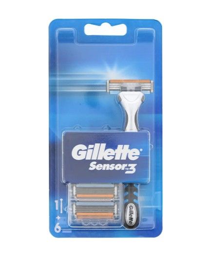 Gillette Sensor 3 Blue Razor + 6 Additional Blade Cartridges