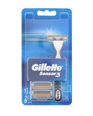 Gillette Sensor 3 Blue Razor + 6 Additional Blade Cartridges