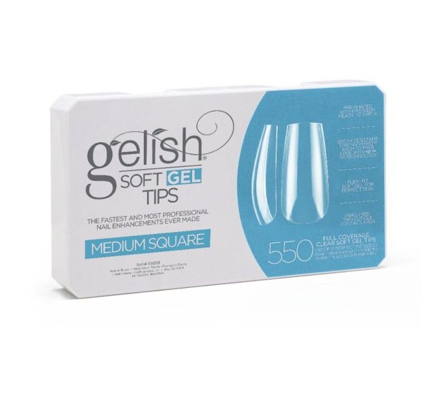 Gelish Soft Gel Tips - 550CT Medium Square Shaped - Full Set