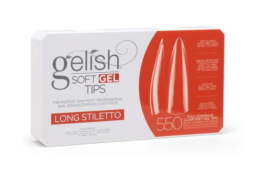 Gelish Soft Gel Tips - 550CT Long Stiletto - Full Set