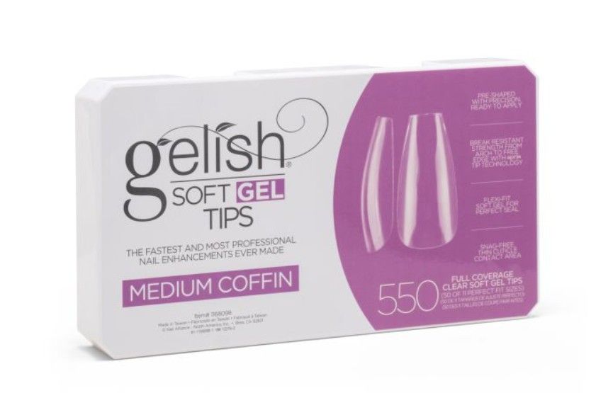 Gelish Soft Gel Tips - 550CT Medium Coffin - Full Set