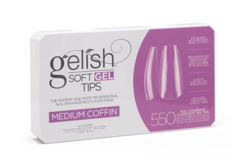 Gelish Soft Gel Tips - 550CT Medium Coffin - Full Set