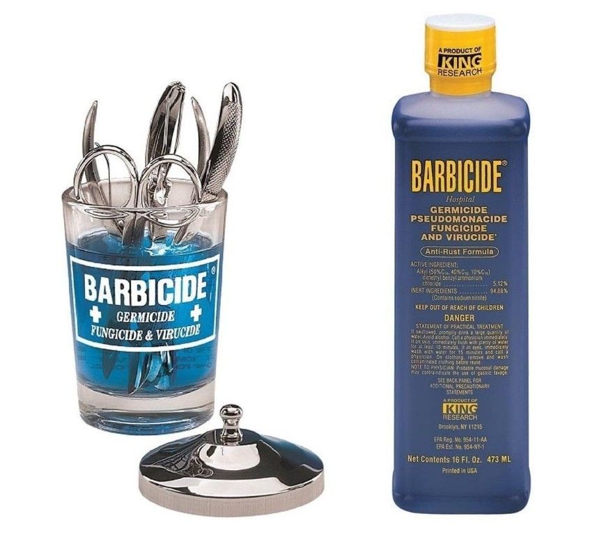 Barbicide Disinfectant Concentrate 473ml &amp; Manicure Table Jar