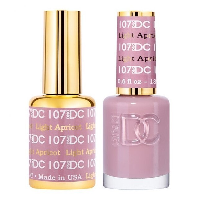 DND Duo Gel &amp; Nail Polish Set - Light Apricot 107 - 2 x 18ml