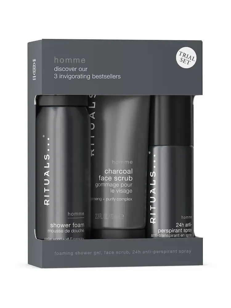 Rituals Homme Collection 3 Piece Trial Set - Shower Foam, Face Scrub &amp; Anti Perspirant Spray