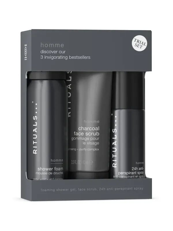 Rituals Homme Collection 3 Piece Trial Set - Shower Foam, Face Scrub &amp; Anti Perspirant Spray