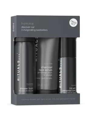 Rituals Homme Collection 3 Piece Trial Set - Shower Foam, Face Scrub &amp; Anti Perspirant Spray