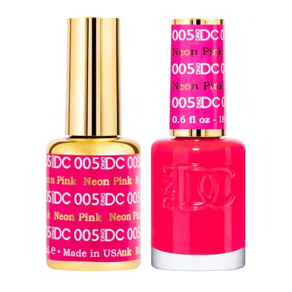 DND Duo Gel &amp; Nail Polish - Neon Pink (005) - 2 x 18ml