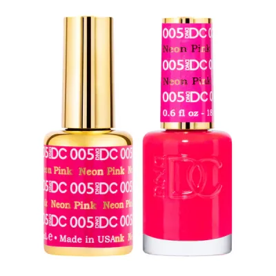 DND Duo Gel &amp; Nail Polish - Neon Pink (005) - 2 x 18ml