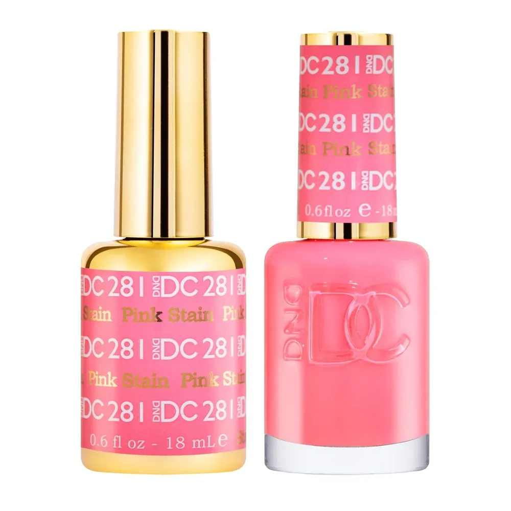 DND Duo Gel &amp; Nail Polish Set - Pink Stain (281) - 2 x 18ml