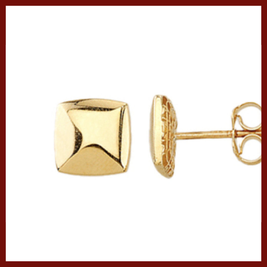 9kt Yellow Gold Square Studs