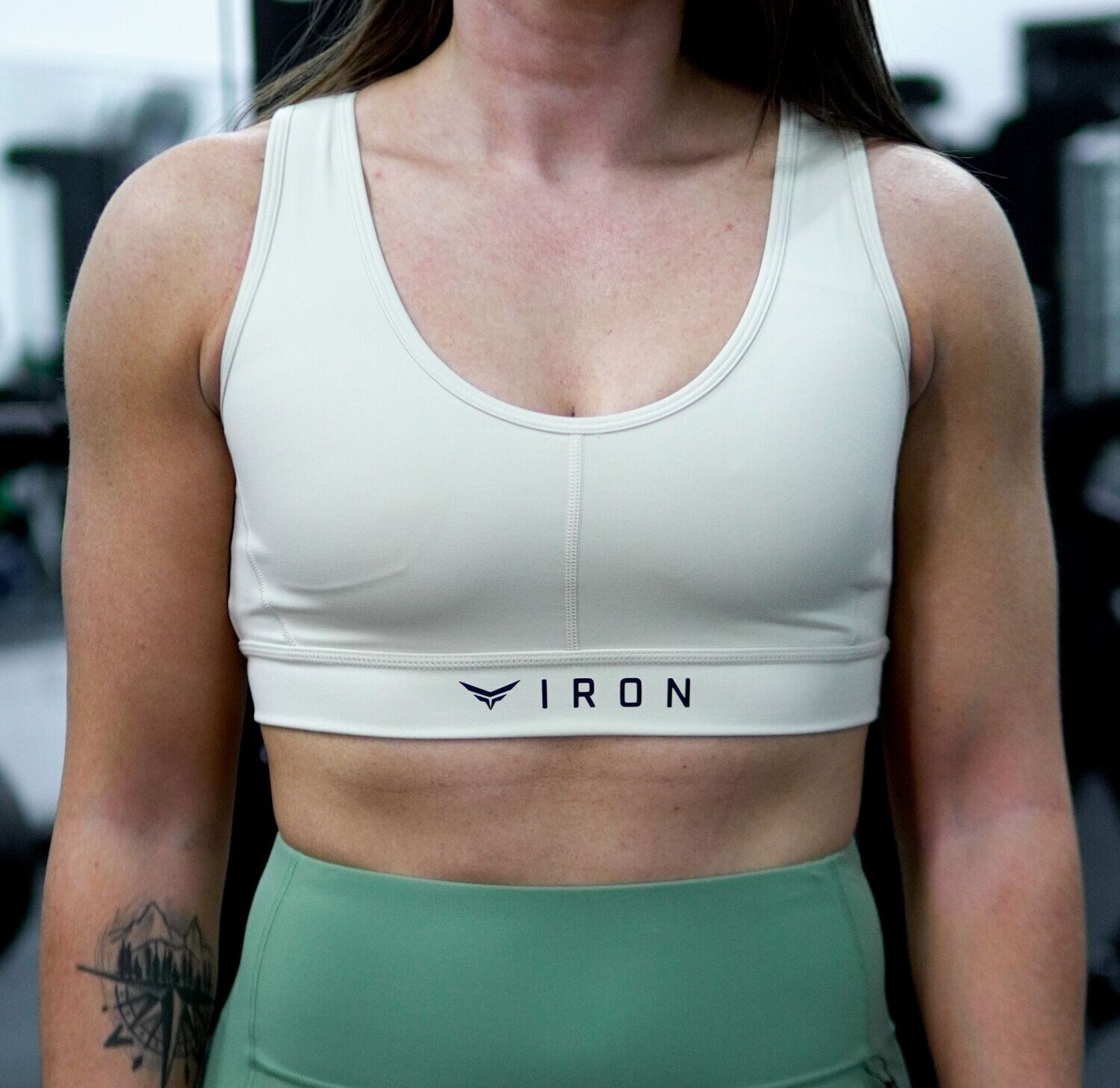 Women's Open Back Sports Bra - Cream & Black