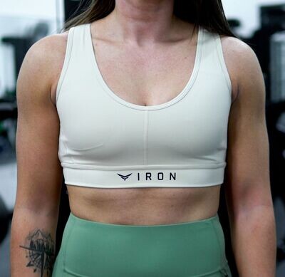 Women's Open Back Sports Bra - Cream & Black