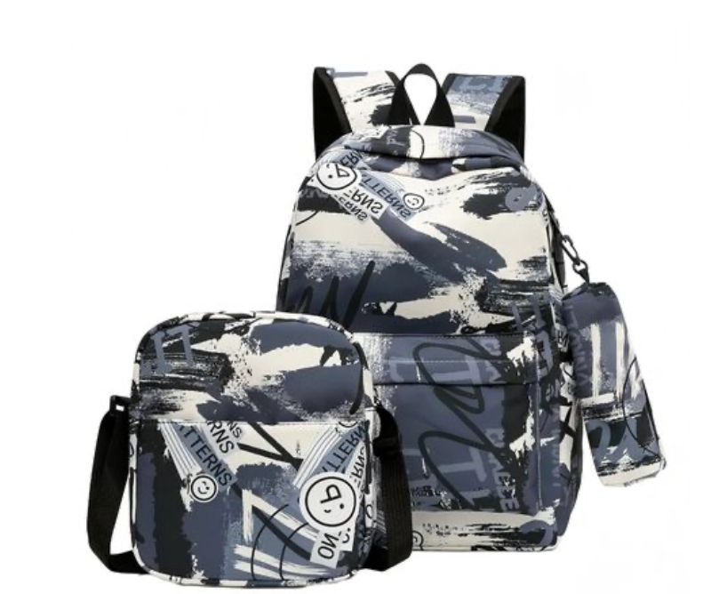 Backpack Set with Lunch Box Pencil Case Cool Splash Print School Back Pack