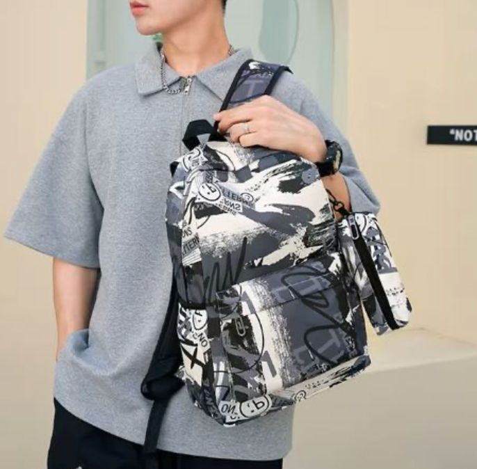 Backpack Set with Lunch Box Pencil Case Cool Splash Print School Back Pack