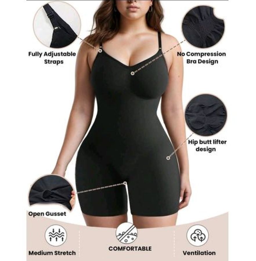 Seamless Tummy, Hips &amp; Thighs Control Shapewear Full-Bodysuit