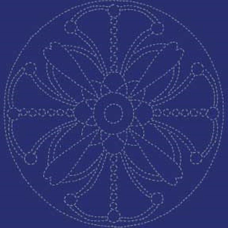 Bell Flower 14 x 14 blue fabric
