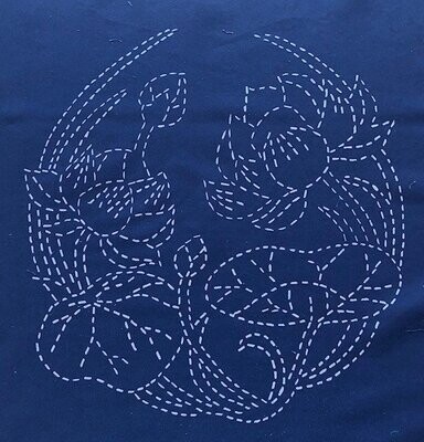 Lotus 2 14 x 14 blue fabric
